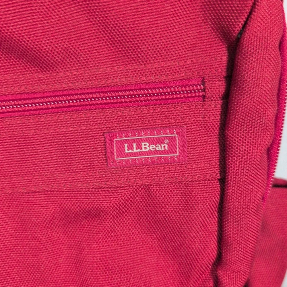 LL Bean 0NDR7 Deluxe Book Satchel Comfort Carry Laptop Travel Backpack Red
